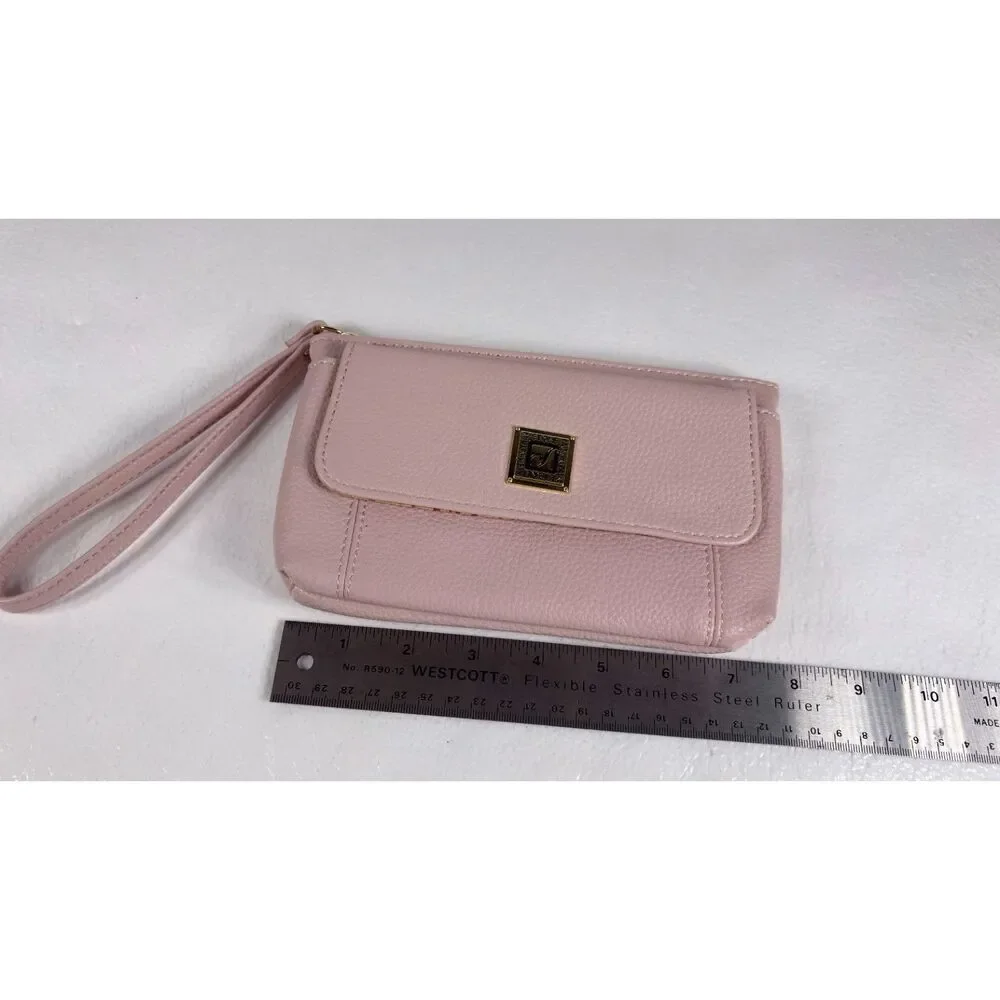 Stone Mountain Bonded Leather Clutch Wristlet Baby Pink Shade Leather